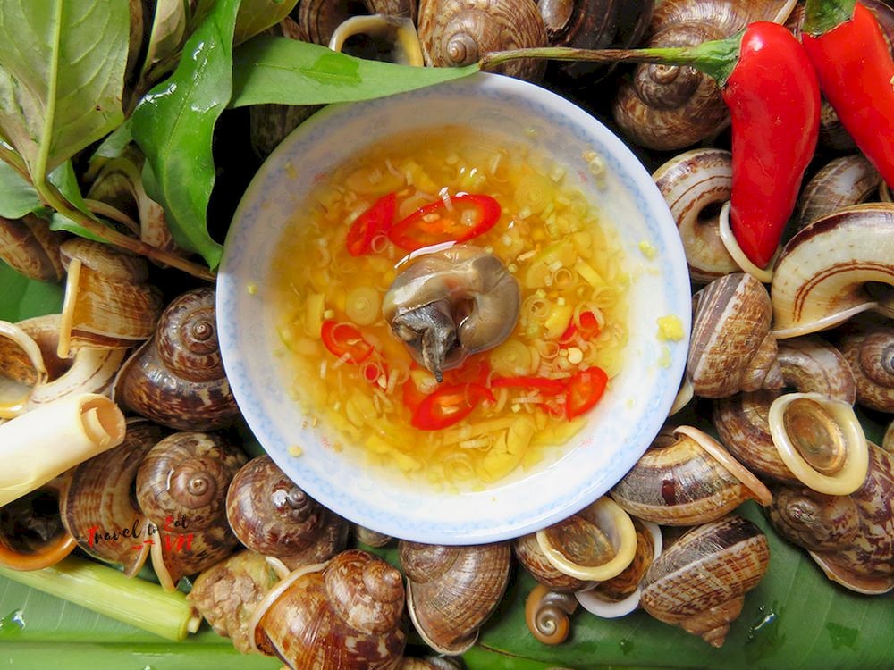 Ốc núi thơm ngon, dậy vị khi ăn kèm với nước mắm gừng